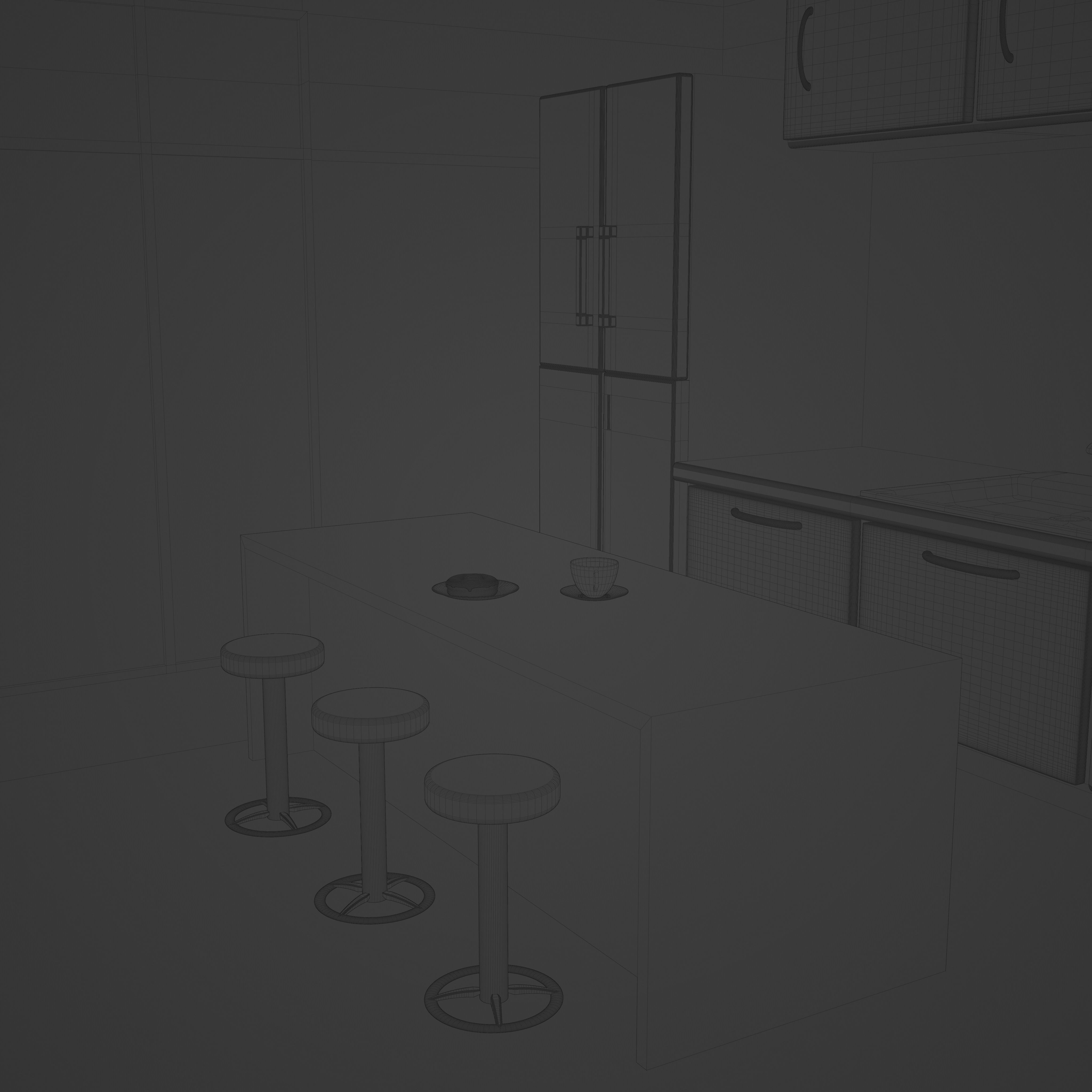 Low Poly Realistic Kitchen Model Low-poly 3D model_8