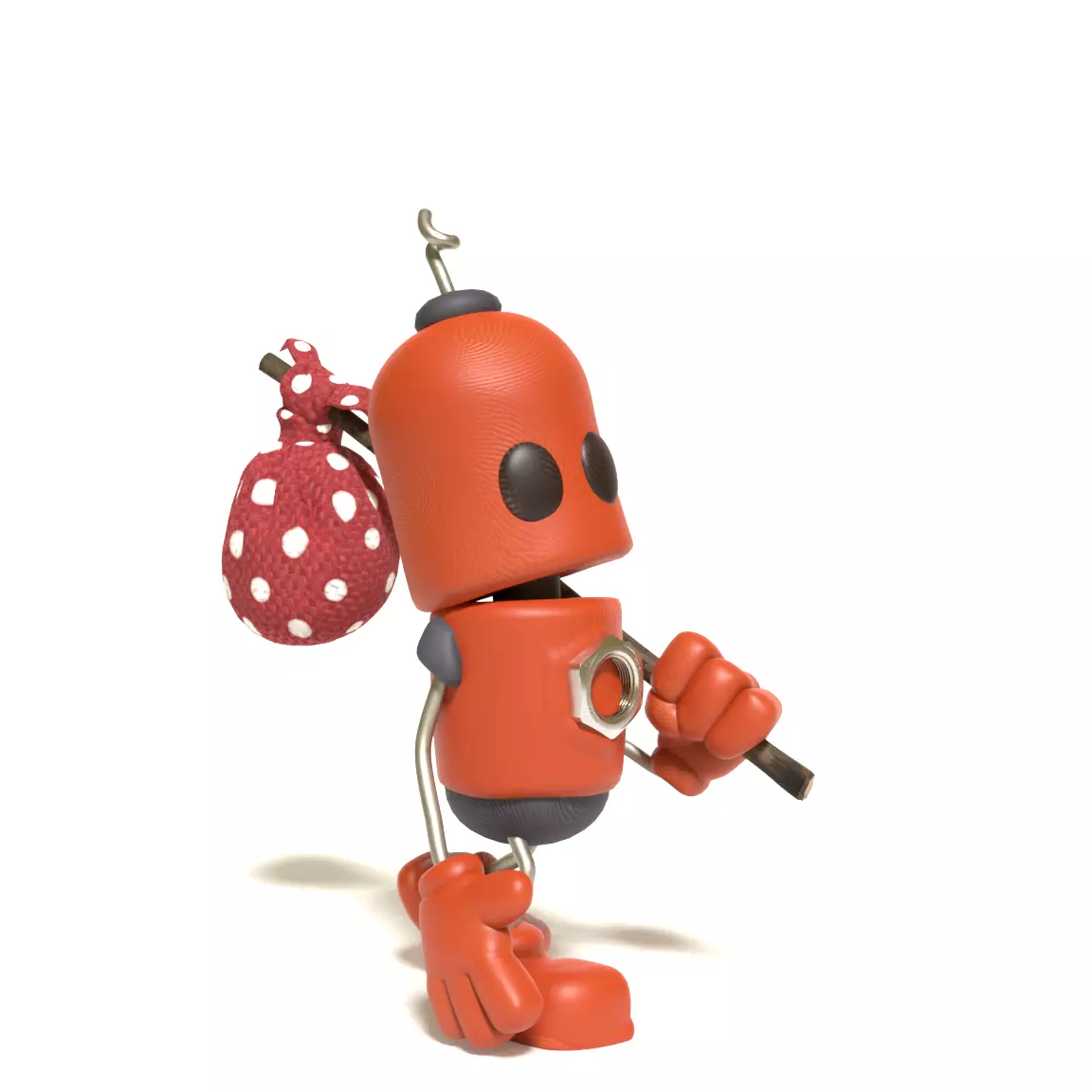 Rigged Stop Motion Looking Robot With Walk Cycle  3D model_0