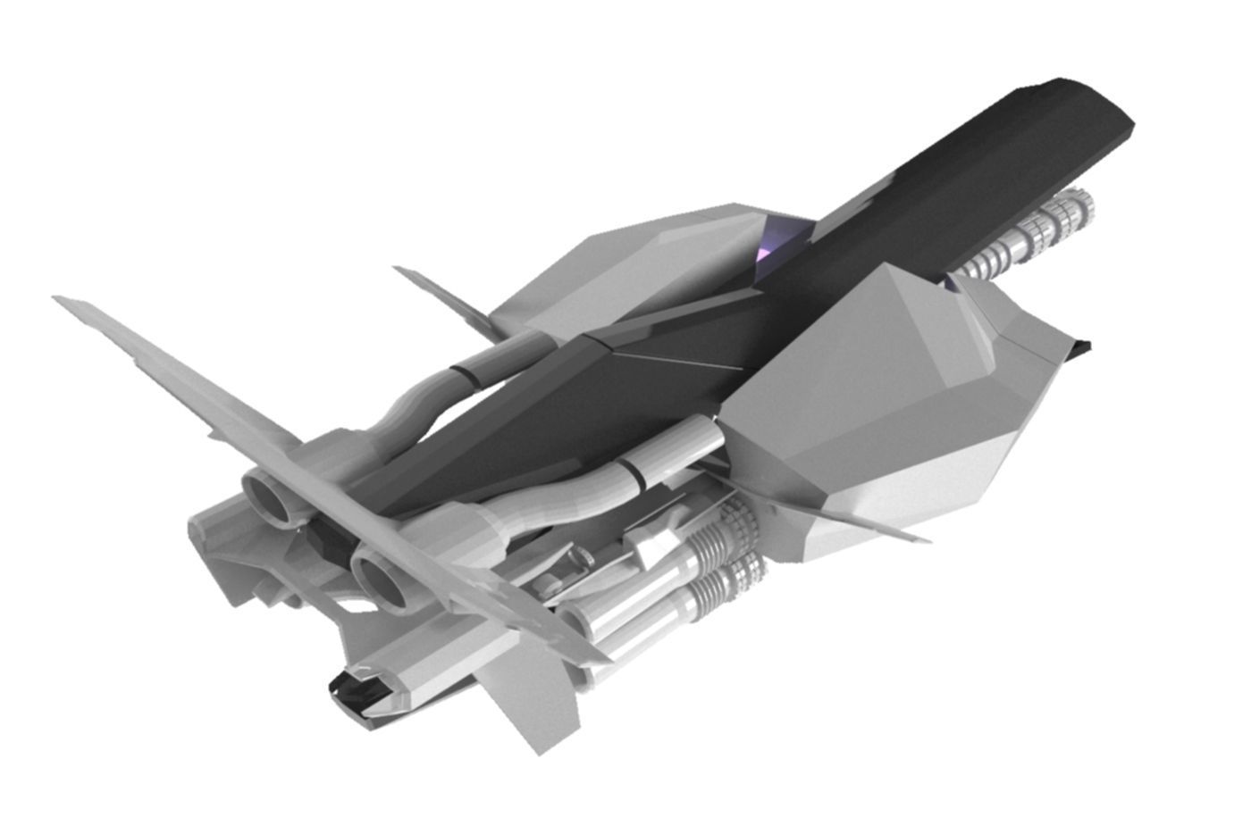 Sniper Spaceship 3D Spaceship Sci-Fi Game Model 3D 3D model_1