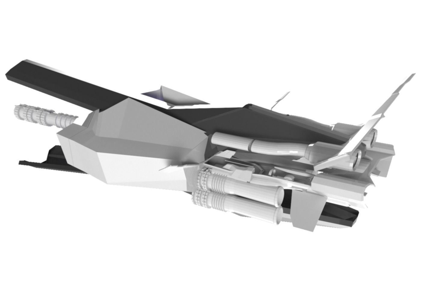 Sniper Spaceship 3D Spaceship Sci-Fi Game Model 3D 3D model_11