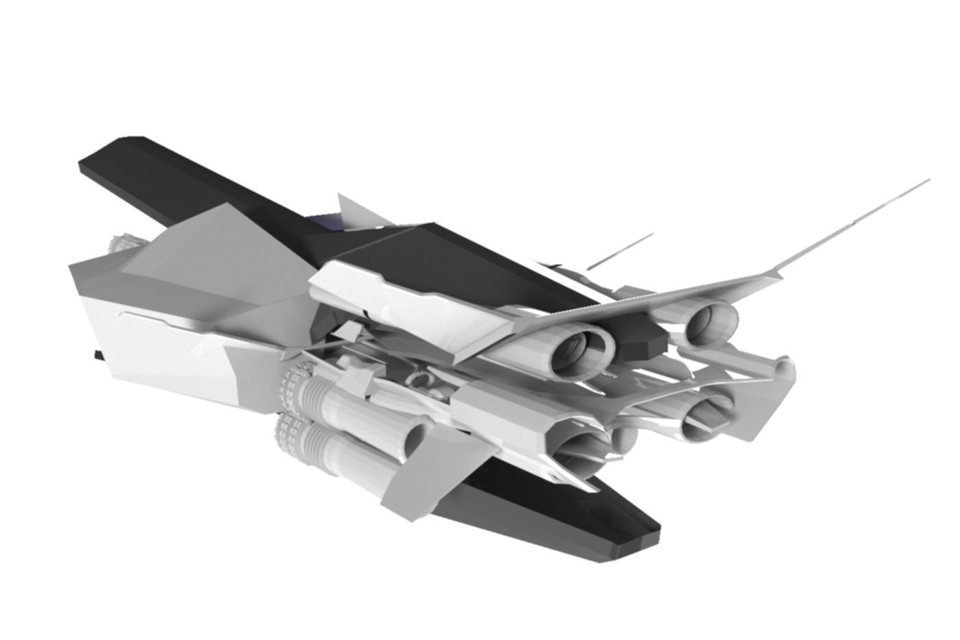 Sniper Spaceship 3D Spaceship Sci-Fi Game Model 3D 3D model_10