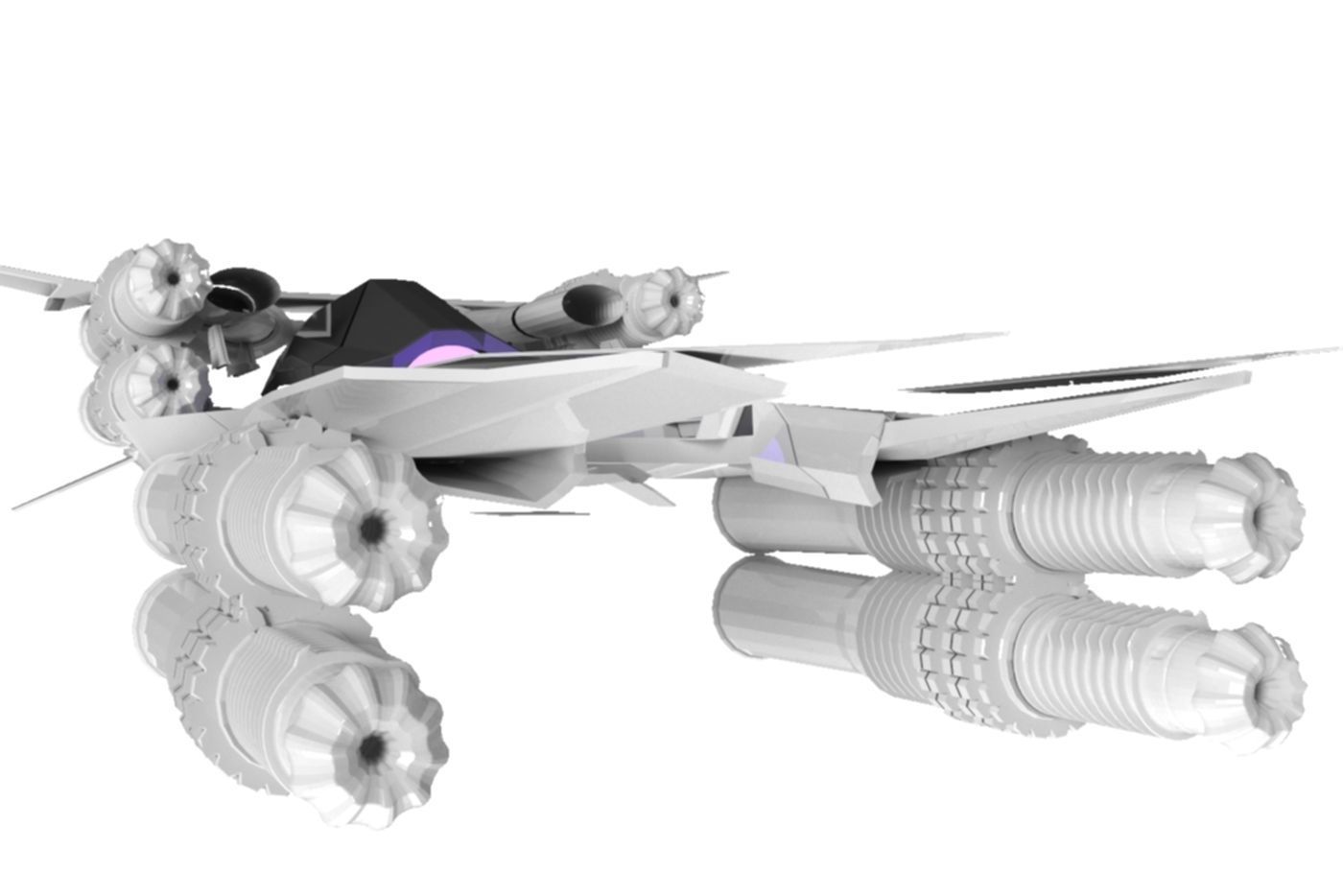 Spaceship Fighter 3D Sci-Fi Game Model 3D 3D model 3D model_10