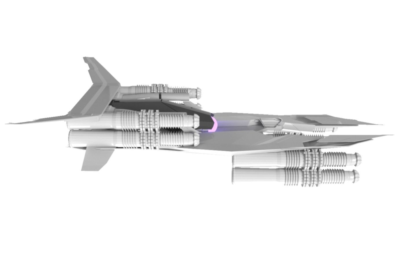 Spaceship Fighter 3D Sci-Fi Game Model 3D 3D model 3D model_7