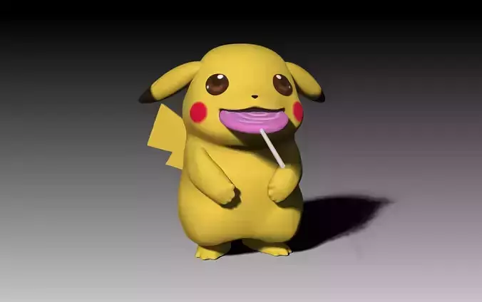 Pikachu with Lollipop Pokemon 3D print model