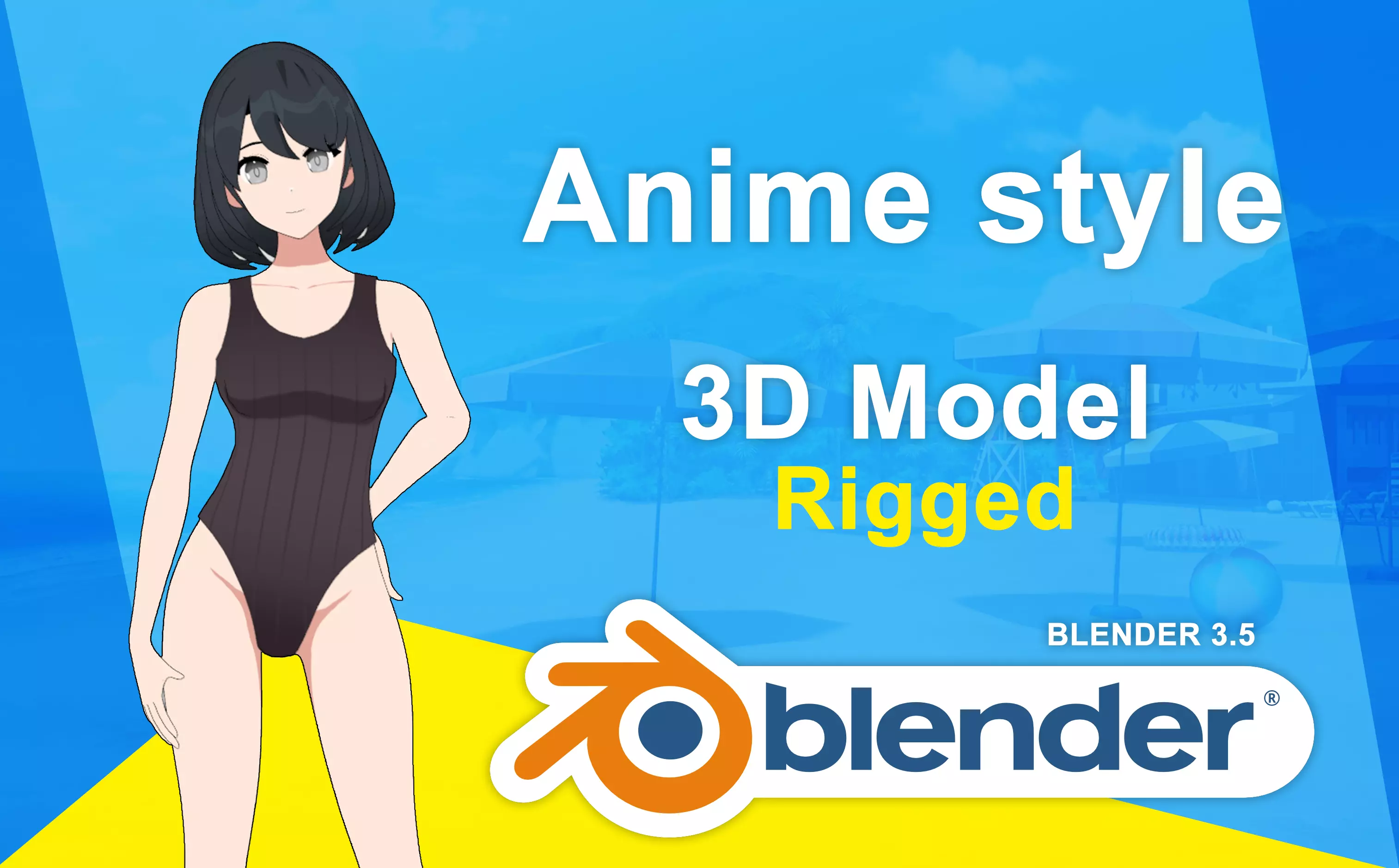 Emi - bikini girl Low-poly 3D model_0