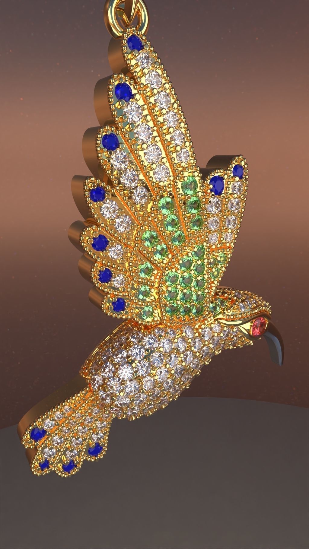 Humming Bird Pendant 3D print model_3