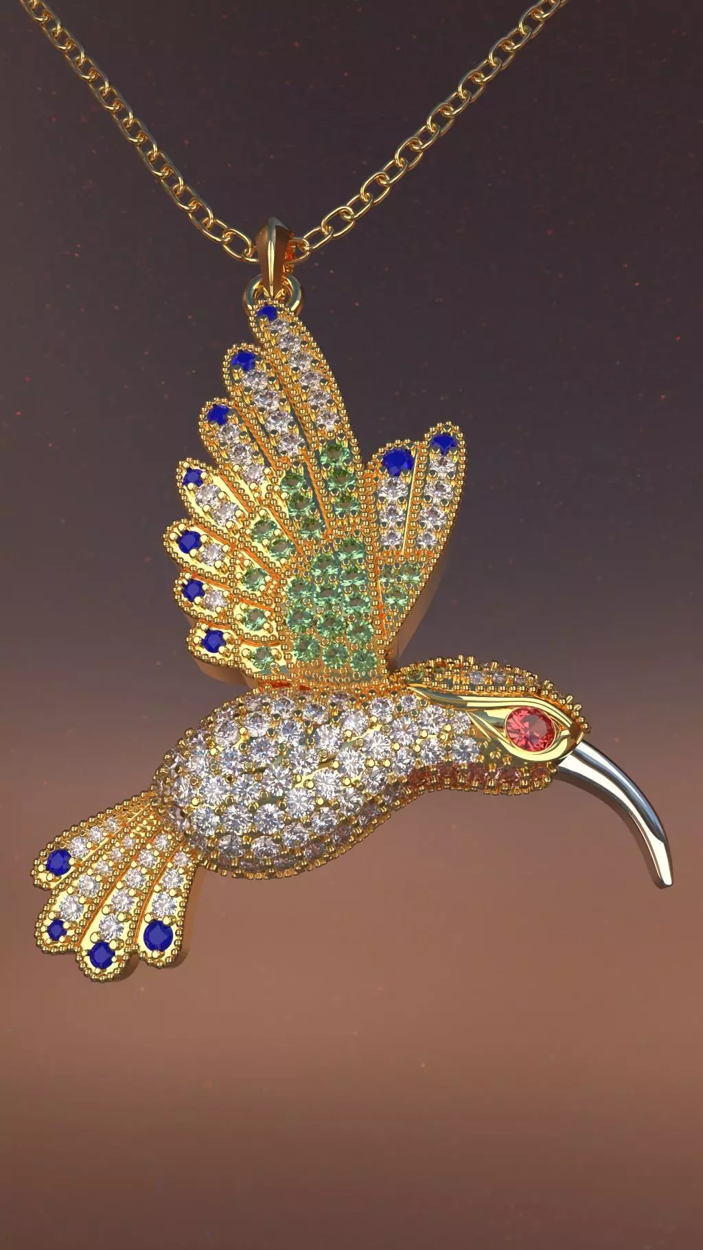 Humming Bird Pendant 3D print model_0