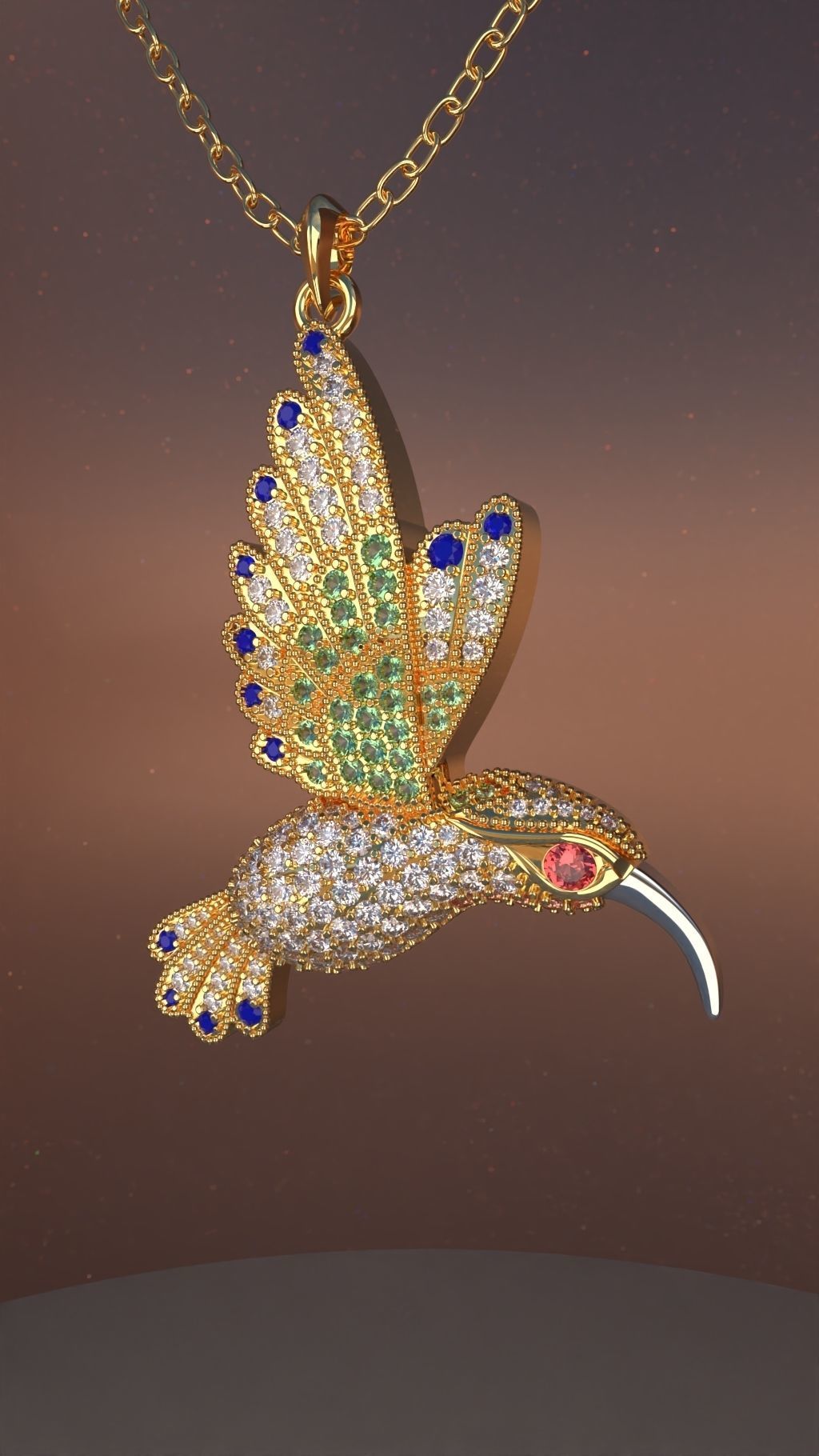 Humming Bird Pendant 3D print model_2