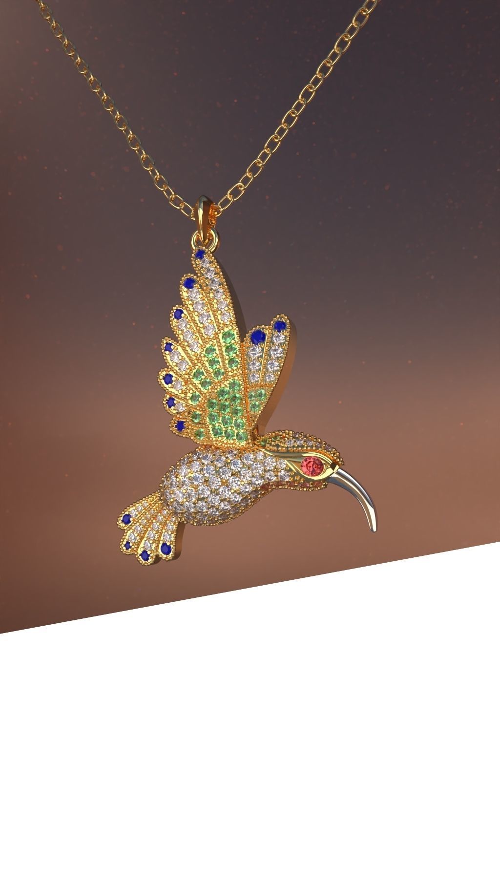 Humming Bird Pendant 3D print model_5