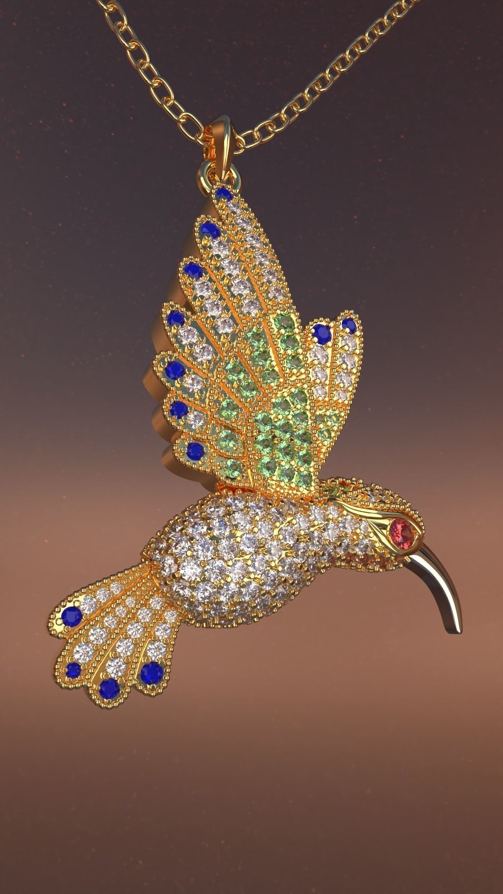 Humming Bird Pendant 3D print model_1