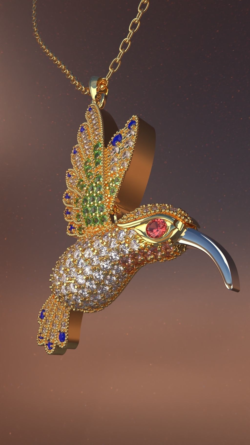 Humming Bird Pendant 3D print model_4