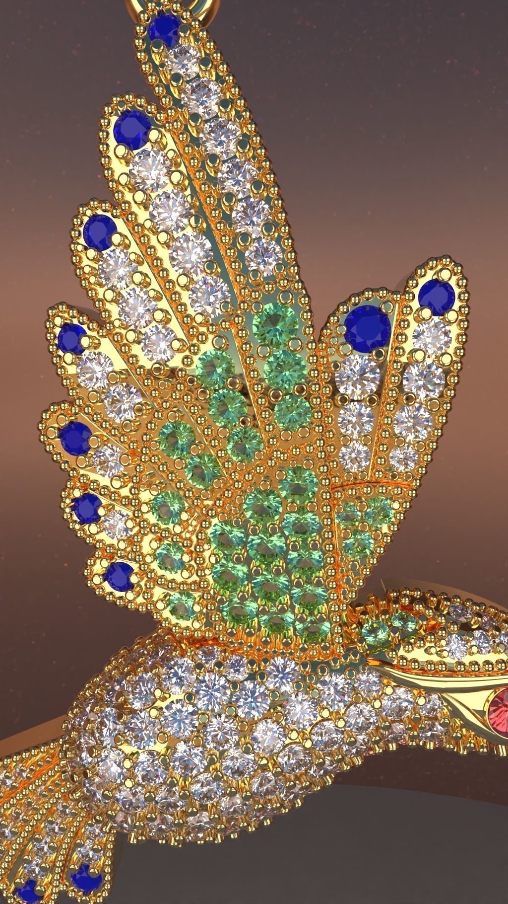 Humming Bird Pendant 3D print model_7