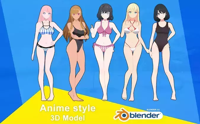 Summer Collection 5 Anime Bikini 3D Characters