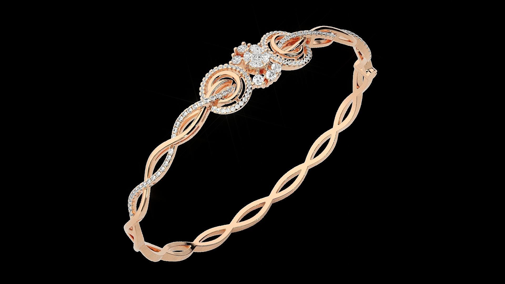 Diamond Bracelet Renders 3dm stl gem map 3D print model_5