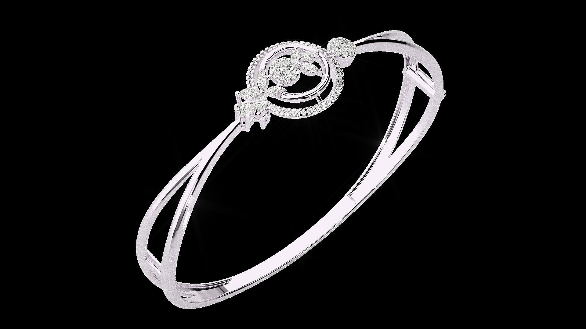 Diamond Bracelet Renders 3dm stl gem map 3D print model_11