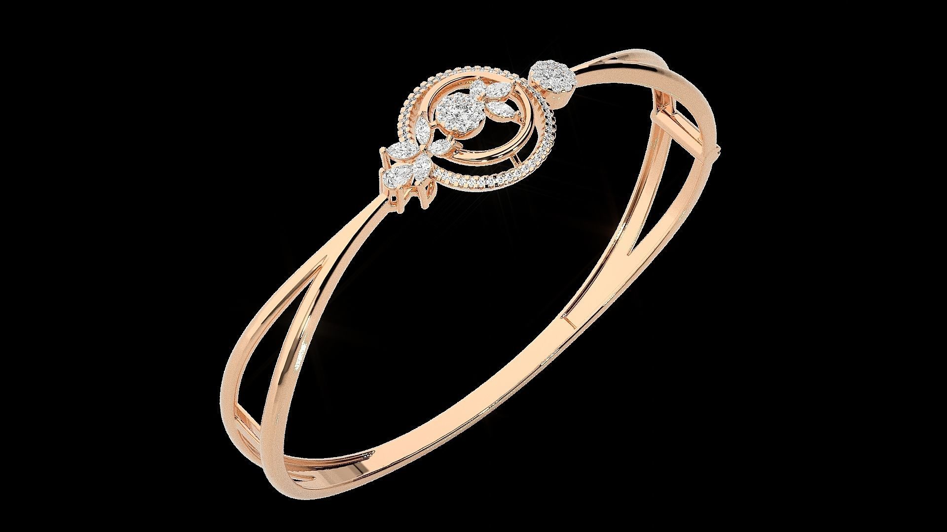 Diamond Bracelet Renders 3dm stl gem map 3D print model_6