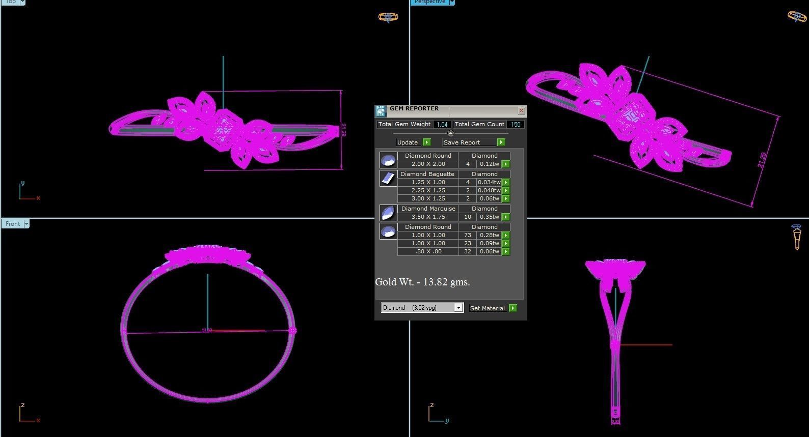 Diamond Bracelet Renders 3dm stl gem map 3D print model_4