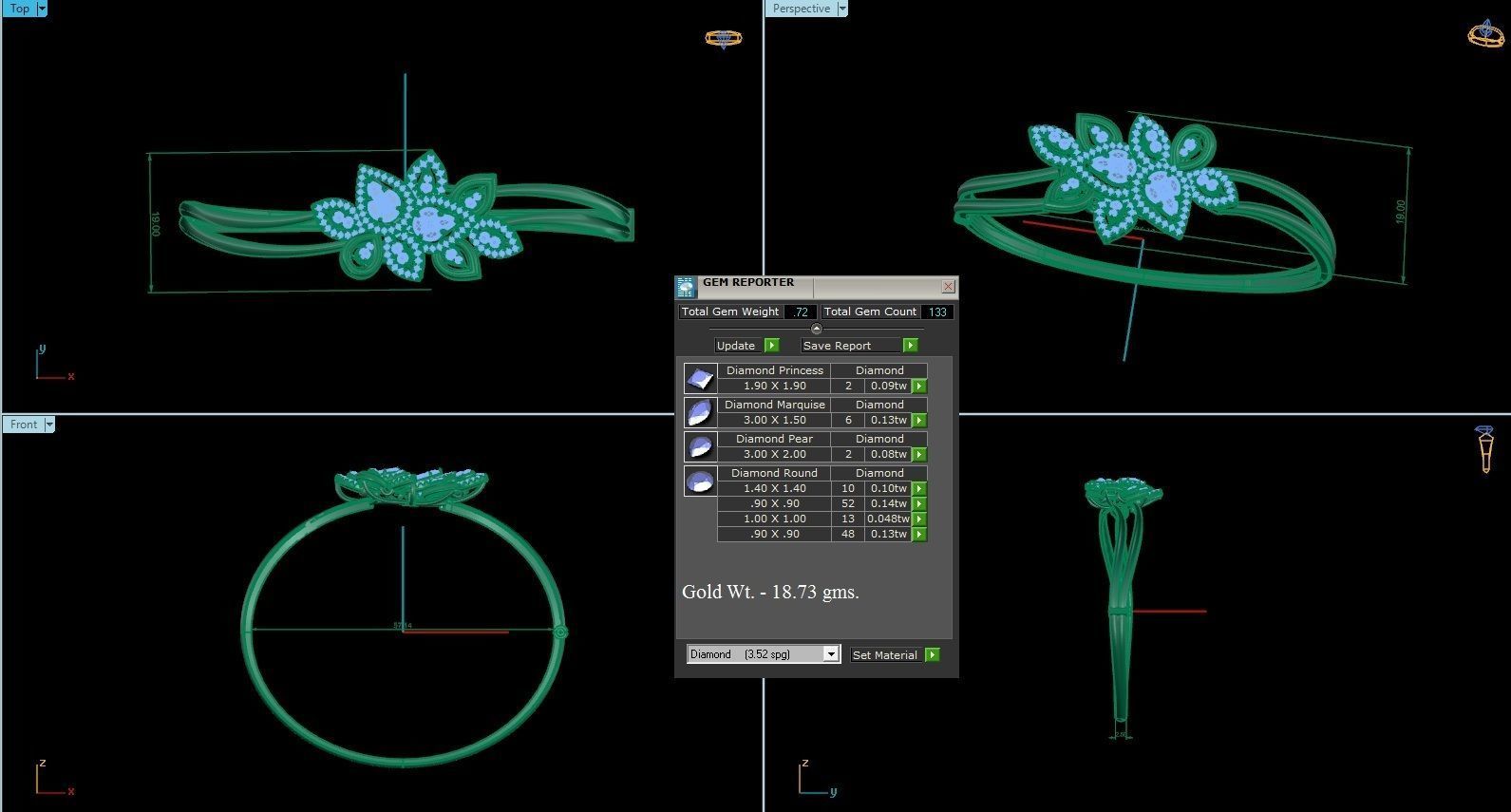 Diamond Bracelet Renders 3dm stl gem map 3D print model_3