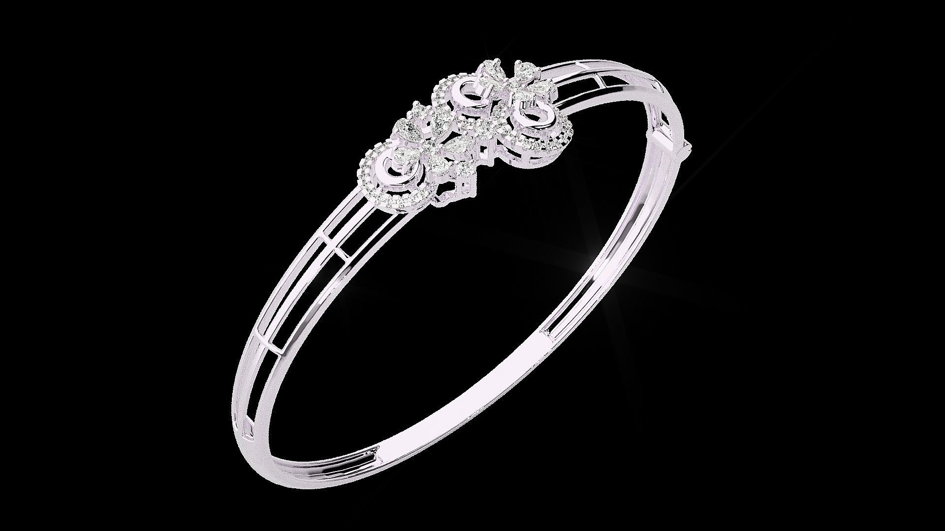 Diamond Bracelet Renders 3dm stl gem map 3D print model_11