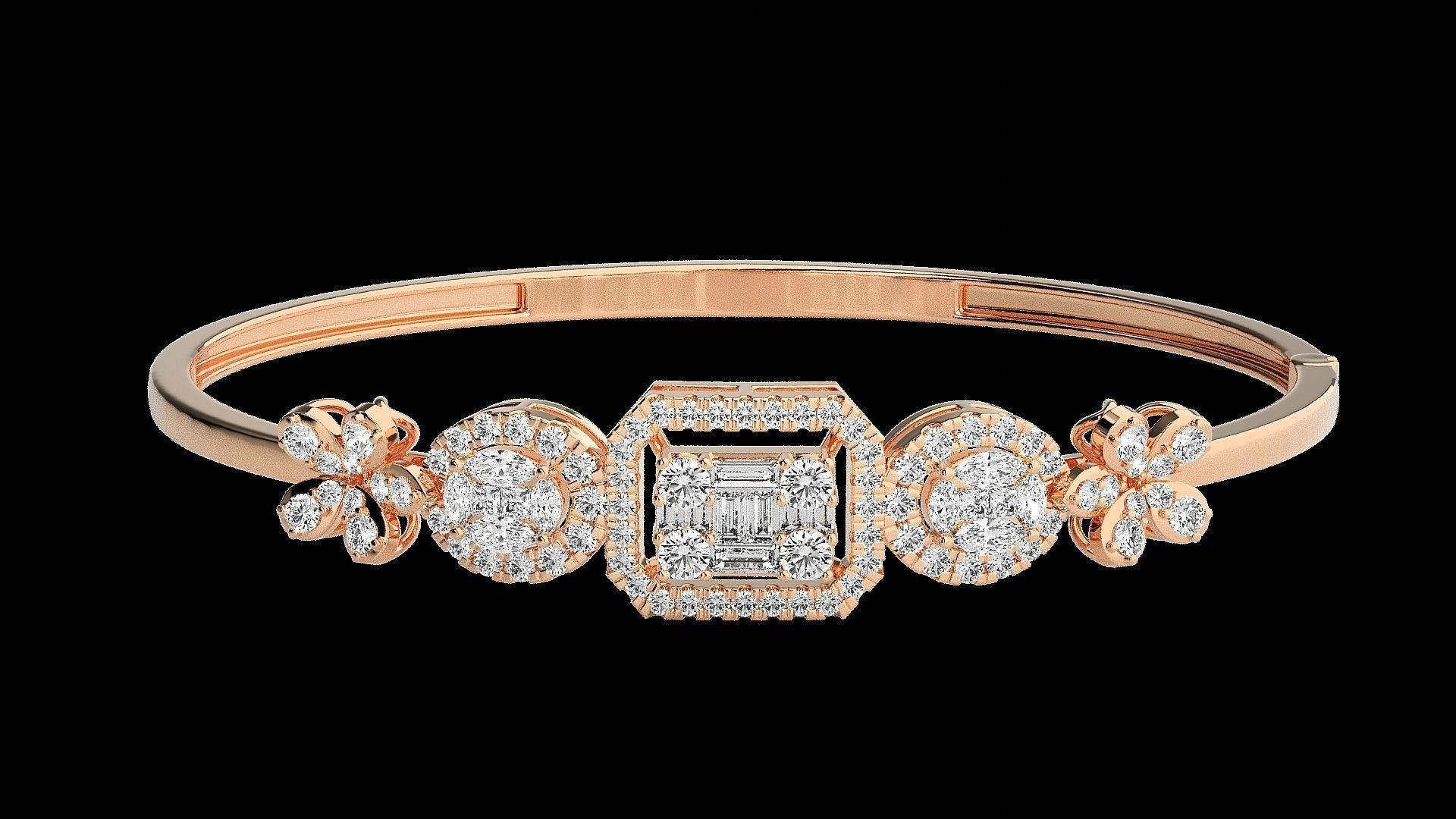 Diamond Bracelet Renders 3dm stl gem map 3D print model_2