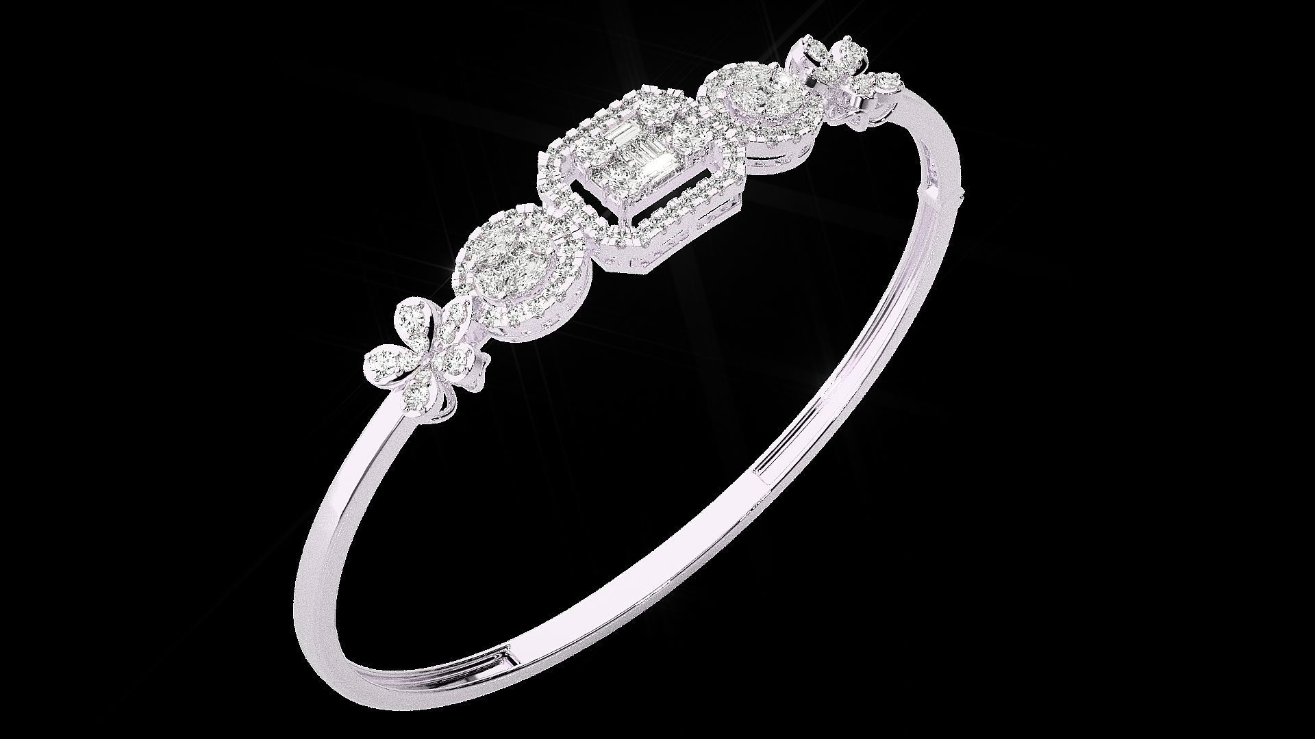 Diamond Bracelet Renders 3dm stl gem map 3D print model_12