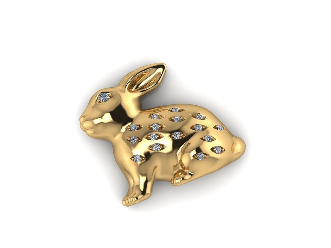 Rabbit Diamond Pendant 3D print model_1