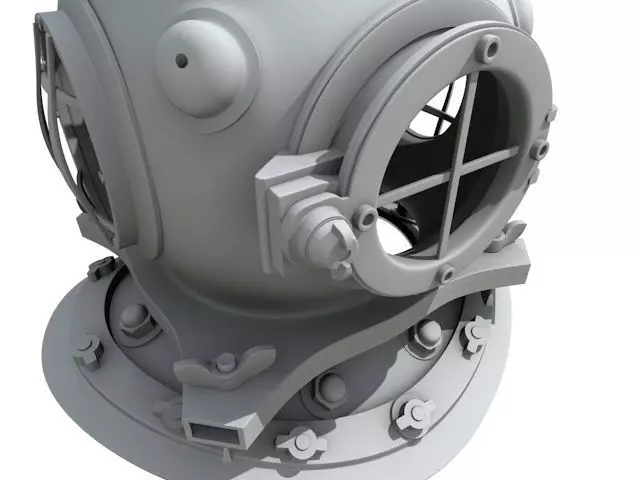 Old Diving Helmet 3D model_0