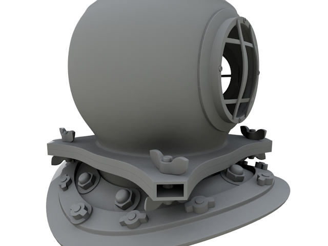 Old Diving Helmet 3D model_1
