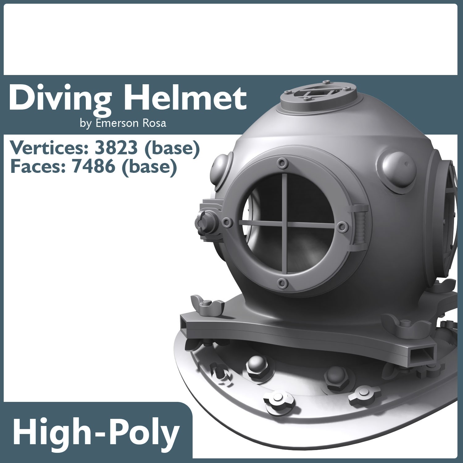 Old Diving Helmet 3D model_5