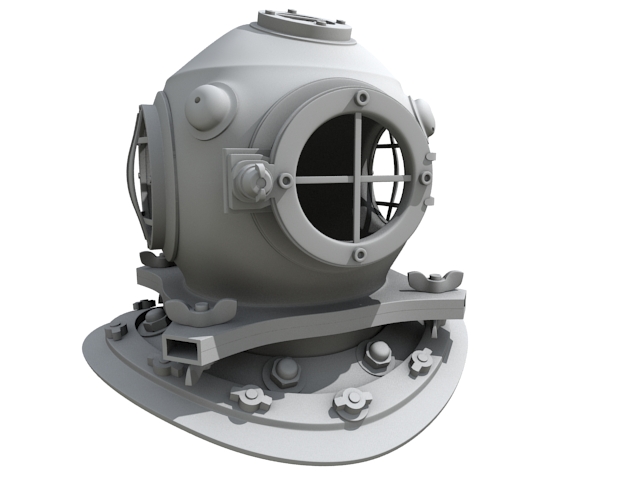 Old Diving Helmet 3D model_2