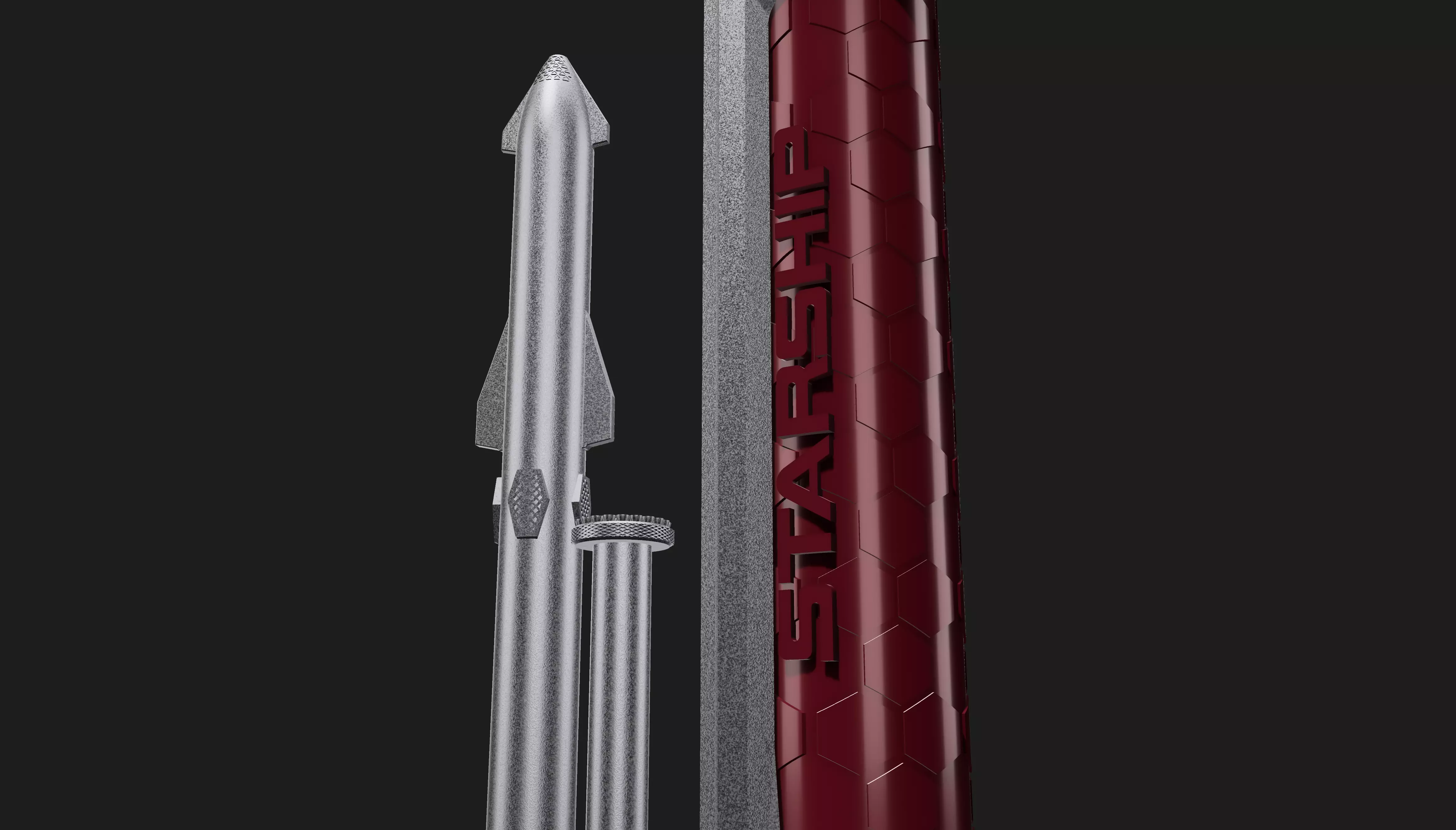 SpaceX Starship Rocket Pen with Display Stand and Hexatube 3D print model_0