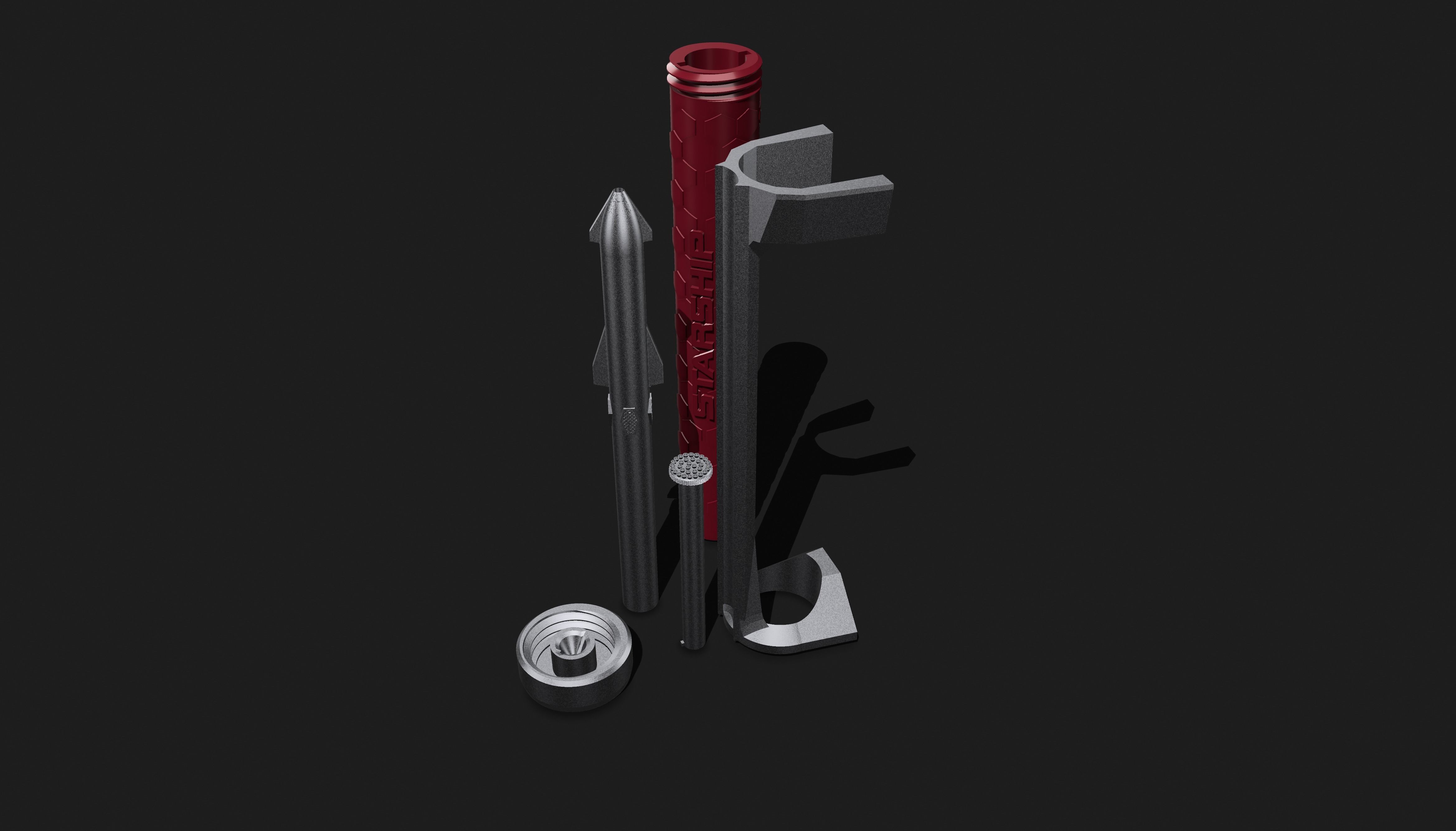 SpaceX Starship Rocket Pen with Display Stand and Hexatube 3D print model_8