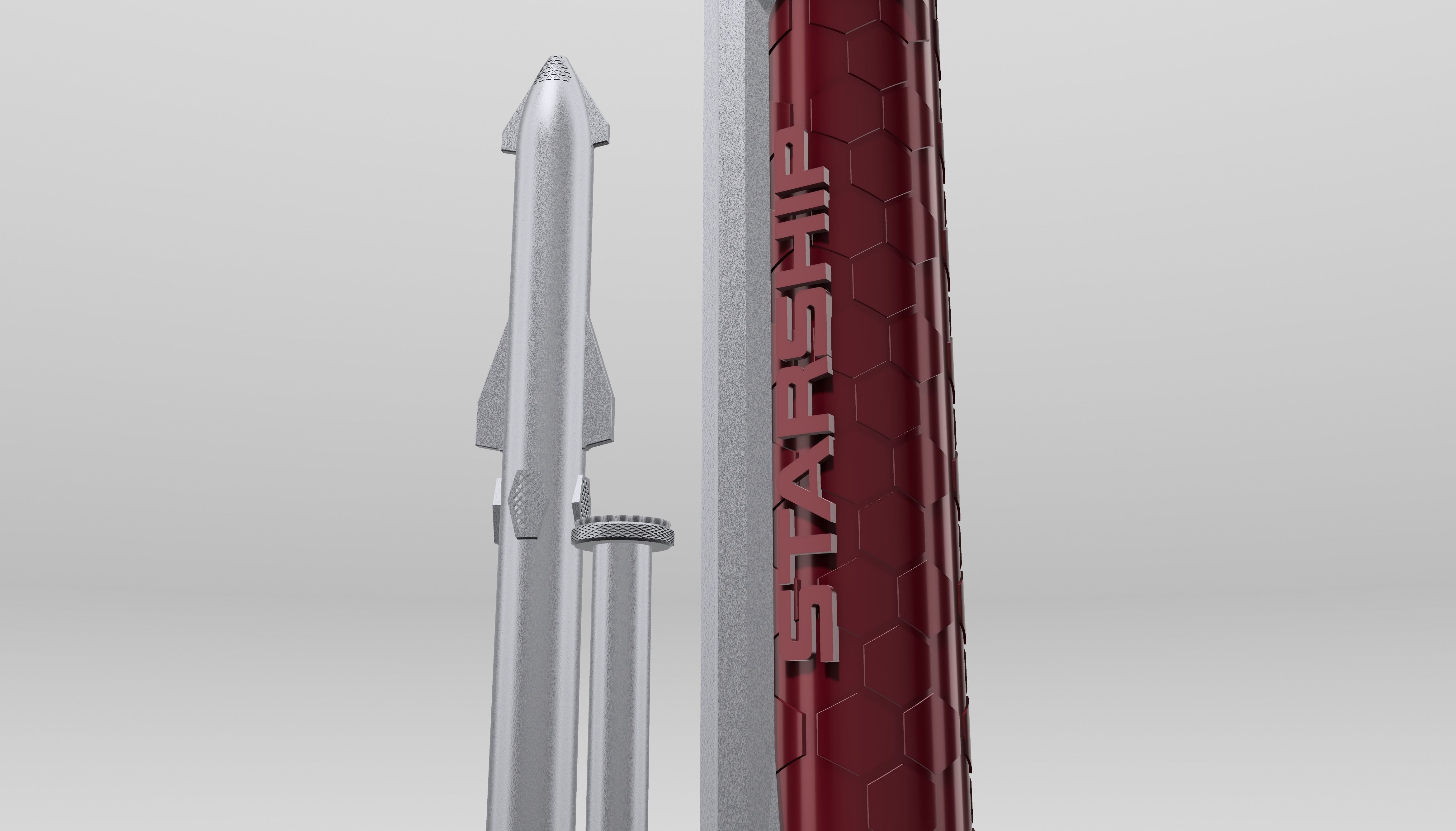 SpaceX Starship Rocket Pen with Display Stand and Hexatube 3D print model_3
