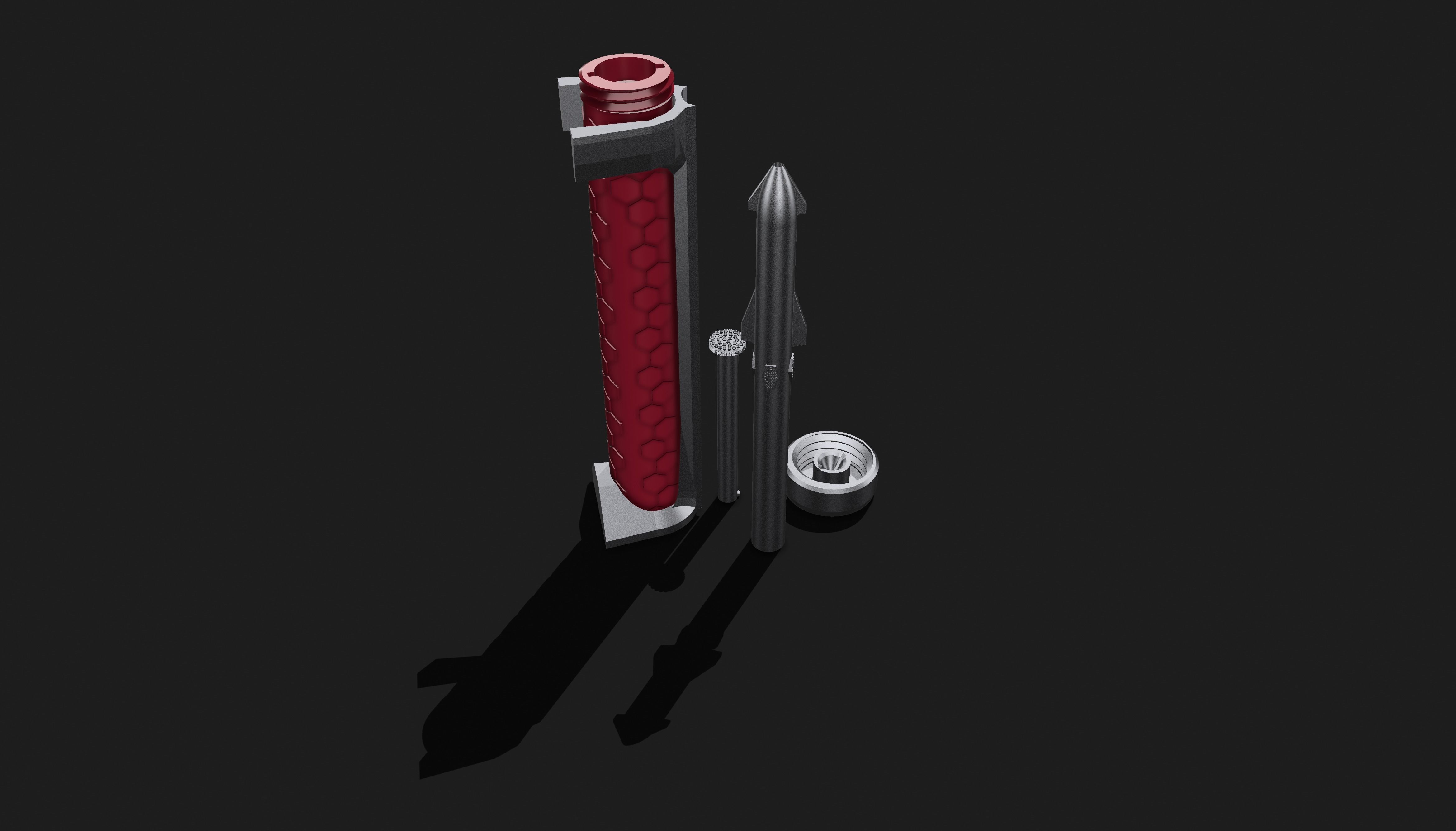 SpaceX Starship Rocket Pen with Display Stand and Hexatube 3D print model_6