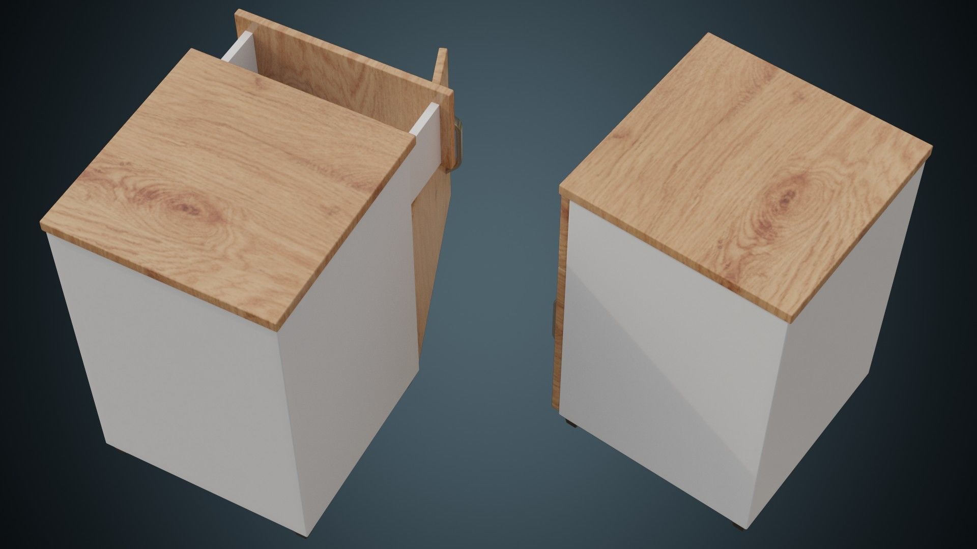 Bedside Table 1A Low-poly 3D model_1