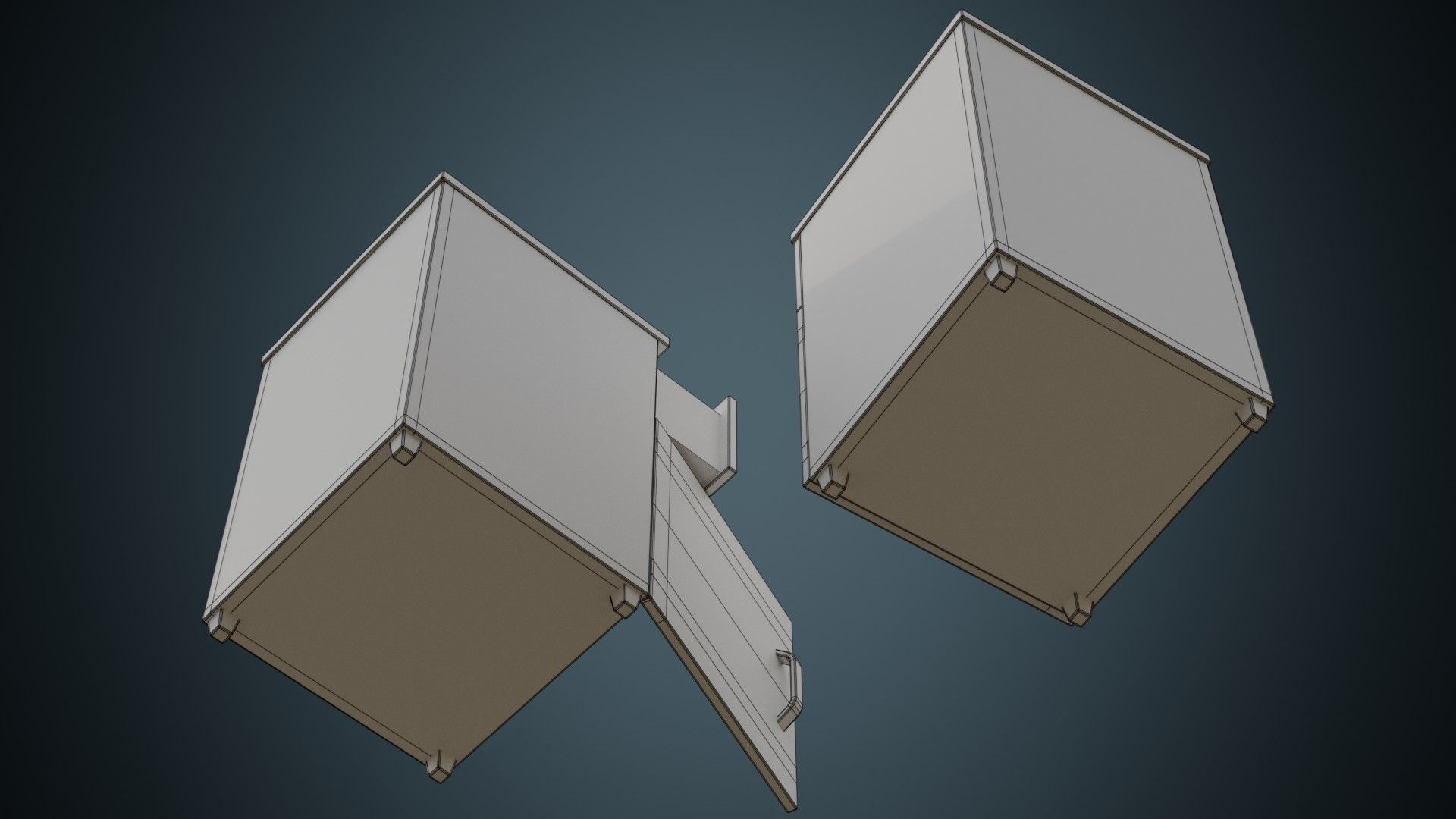 Bedside Table 1B Low-poly 3D model_9