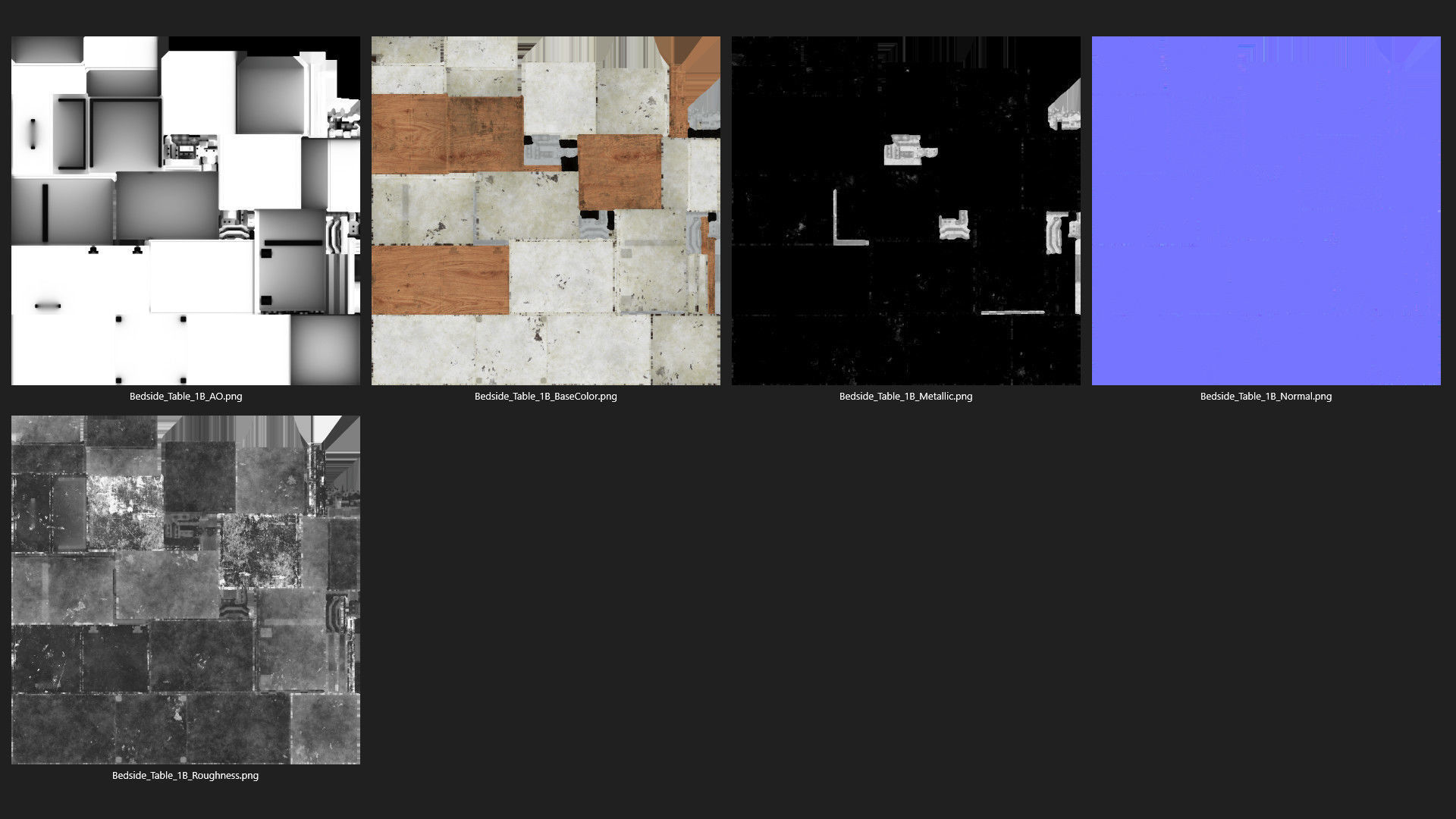 Bedside Table 1B Low-poly 3D model_11