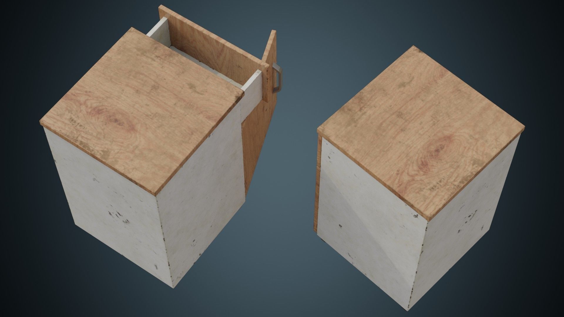 Bedside Table 1B Low-poly 3D model_1