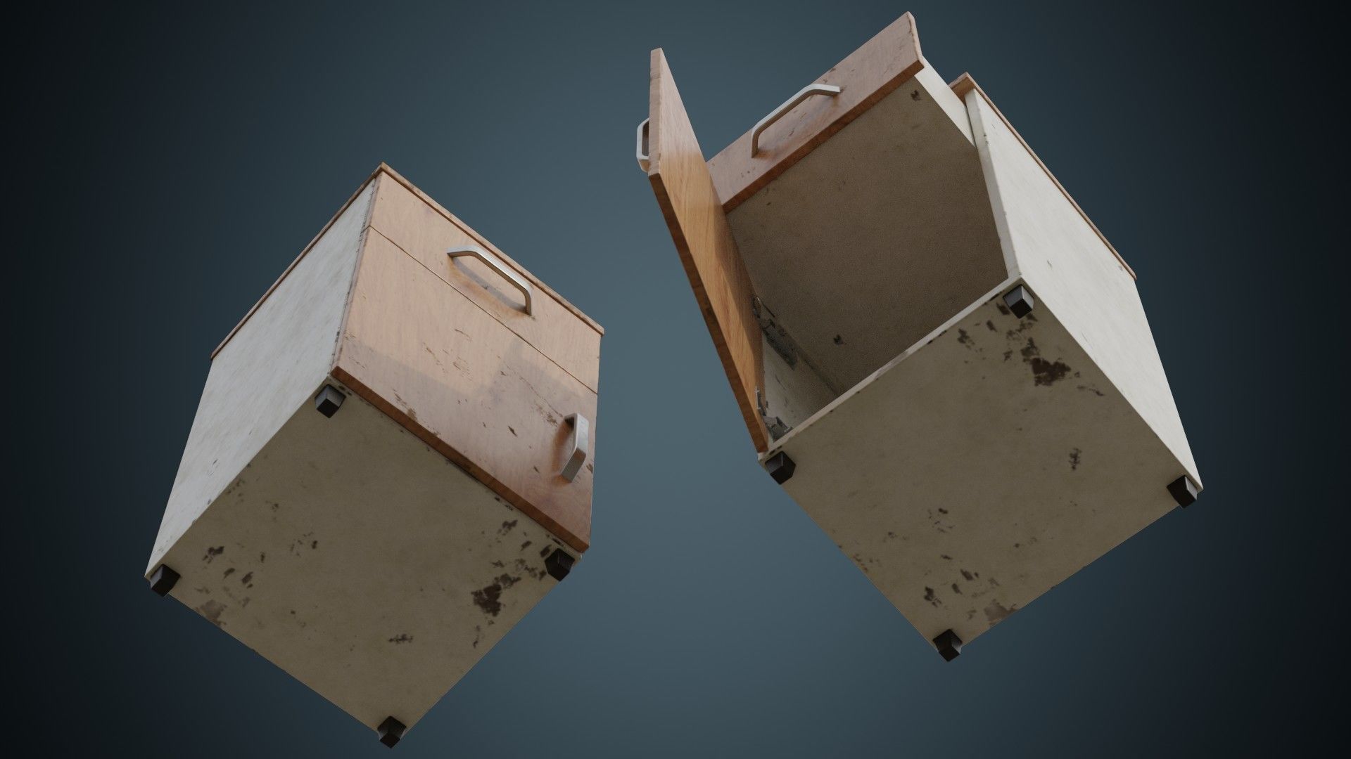 Bedside Table 1B Low-poly 3D model_2