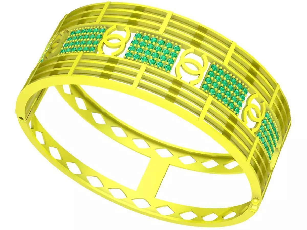 6334 vietnameses elephant tail hair diamond bangle 3D print model_0