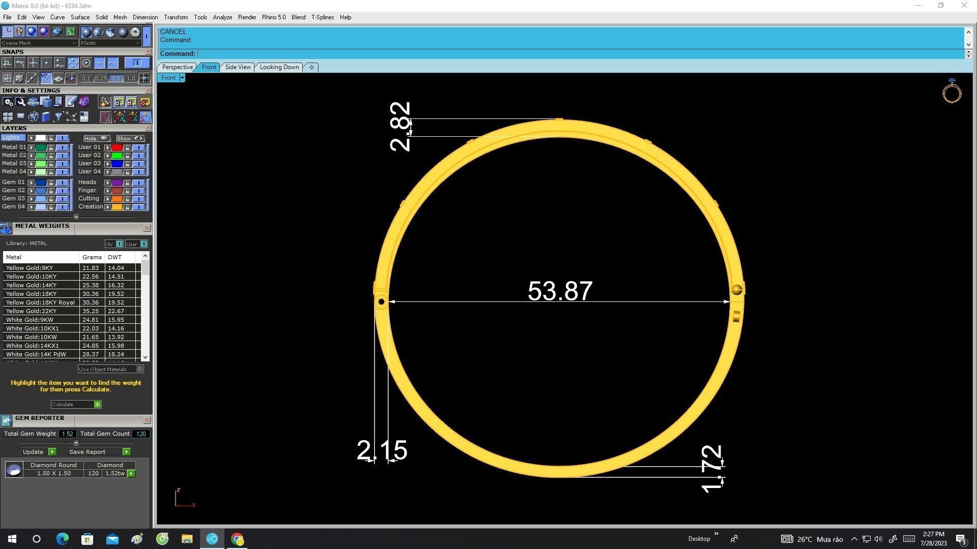 6334 vietnameses elephant tail hair diamond bangle 3D print model_7