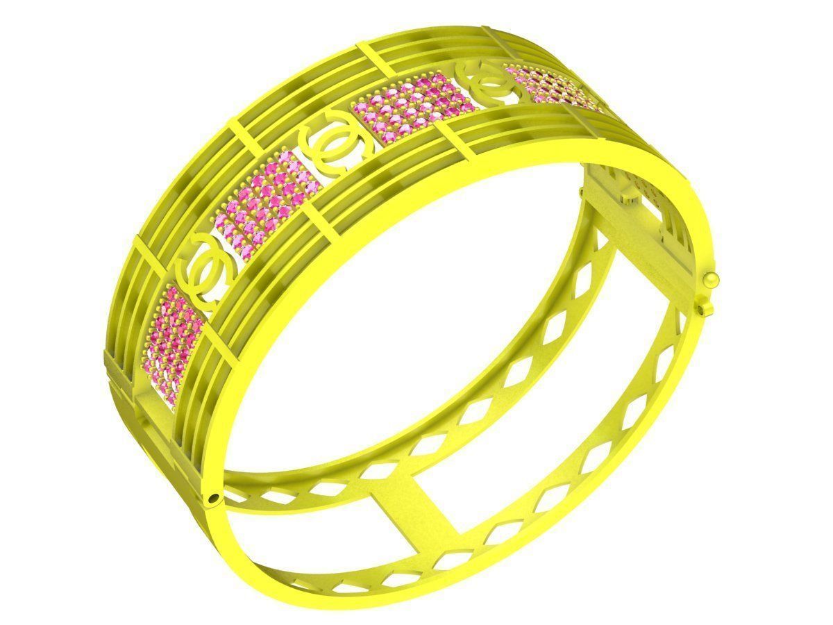 6334 vietnameses elephant tail hair diamond bangle 3D print model_5