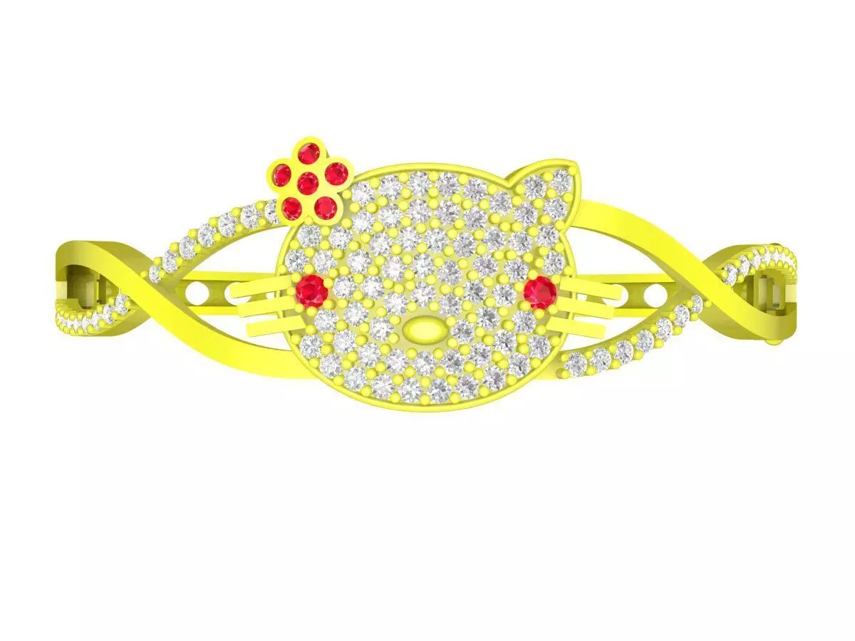 6338 Cat diamond bangle 3D print model_0