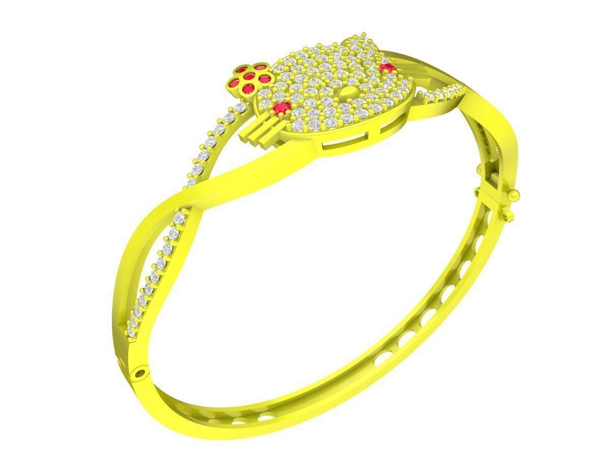 6338 Cat diamond bangle 3D print model_4