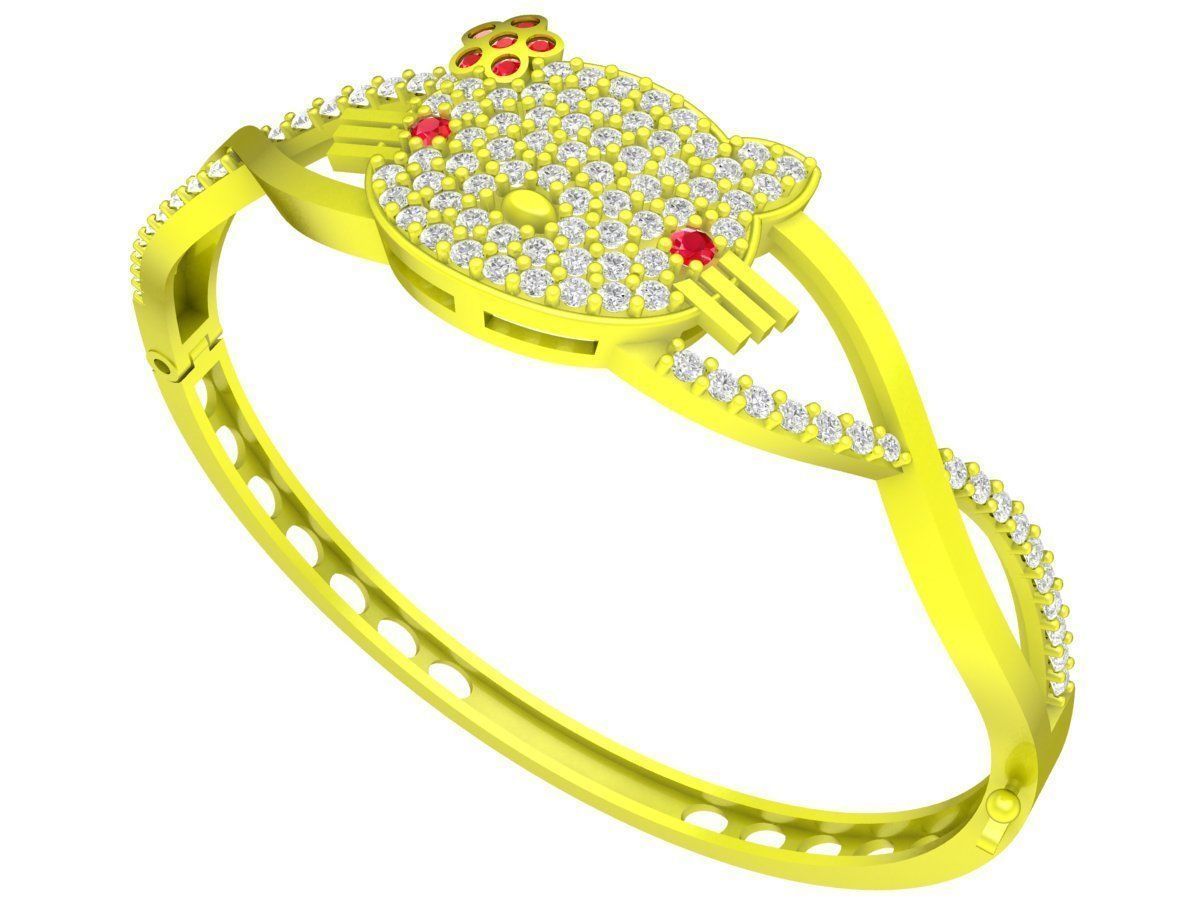 6338 Cat diamond bangle 3D print model_1