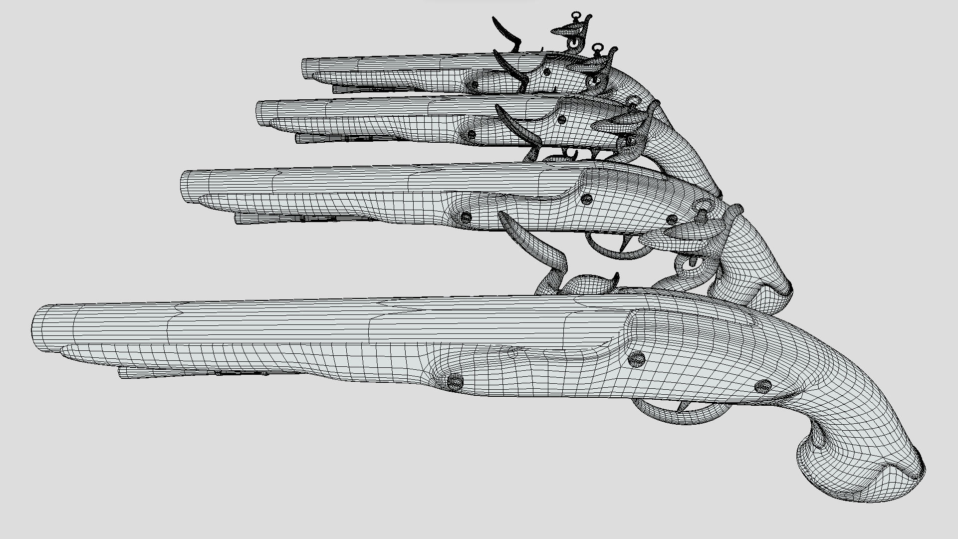 Flintlock Musket Low-poly 3D model_6