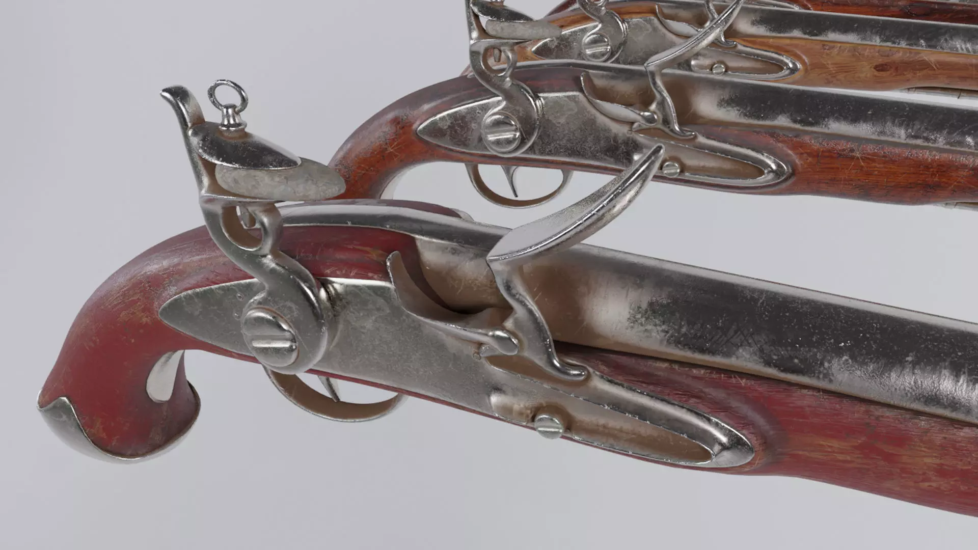 Flintlock Musket Low-poly 3D model_0