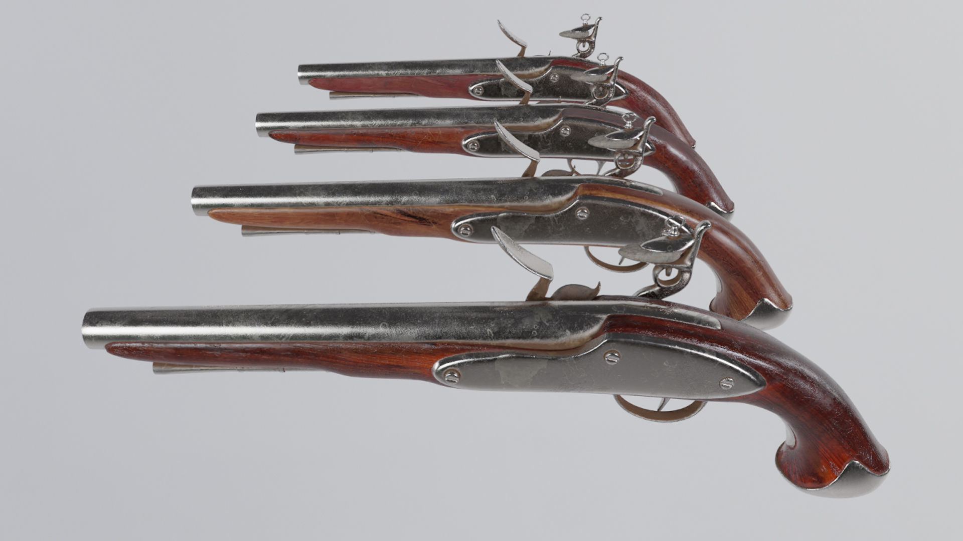 Flintlock Musket Low-poly 3D model_2