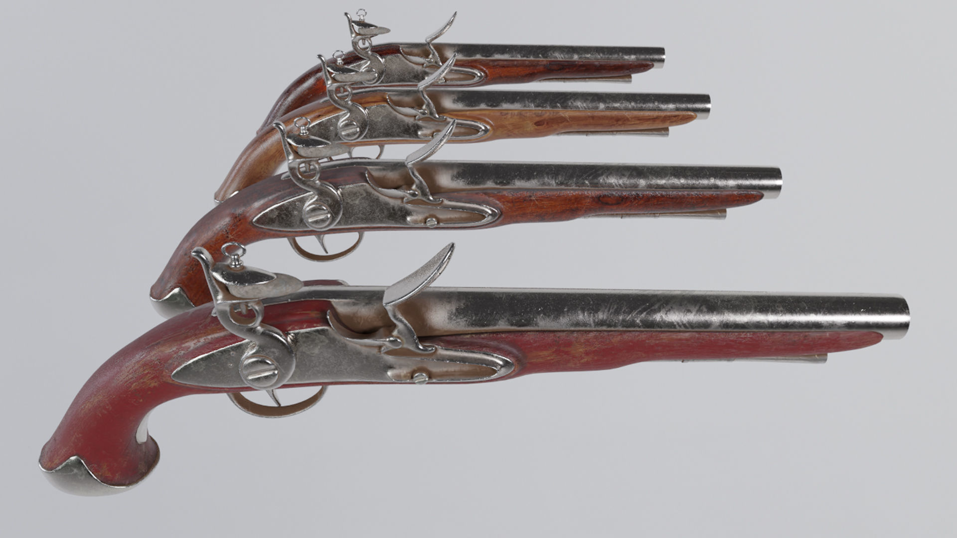 Flintlock Musket Low-poly 3D model_3