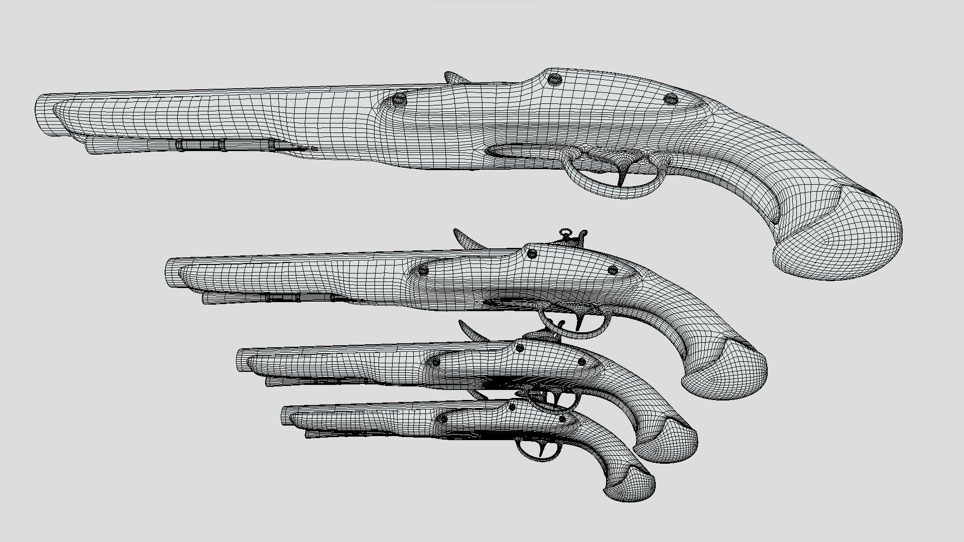 Flintlock Musket Low-poly 3D model_7